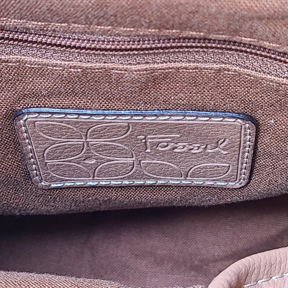 Fossil Patchwork Stitch Large Brown Clutch Crossbody Bag - Picture 13 of 13